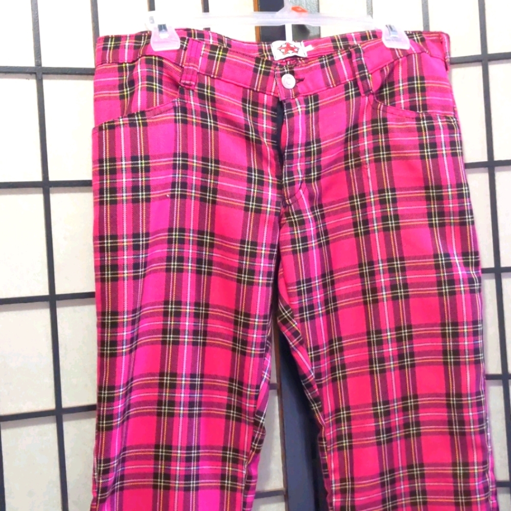 NWOT pink tartan/plaid pants